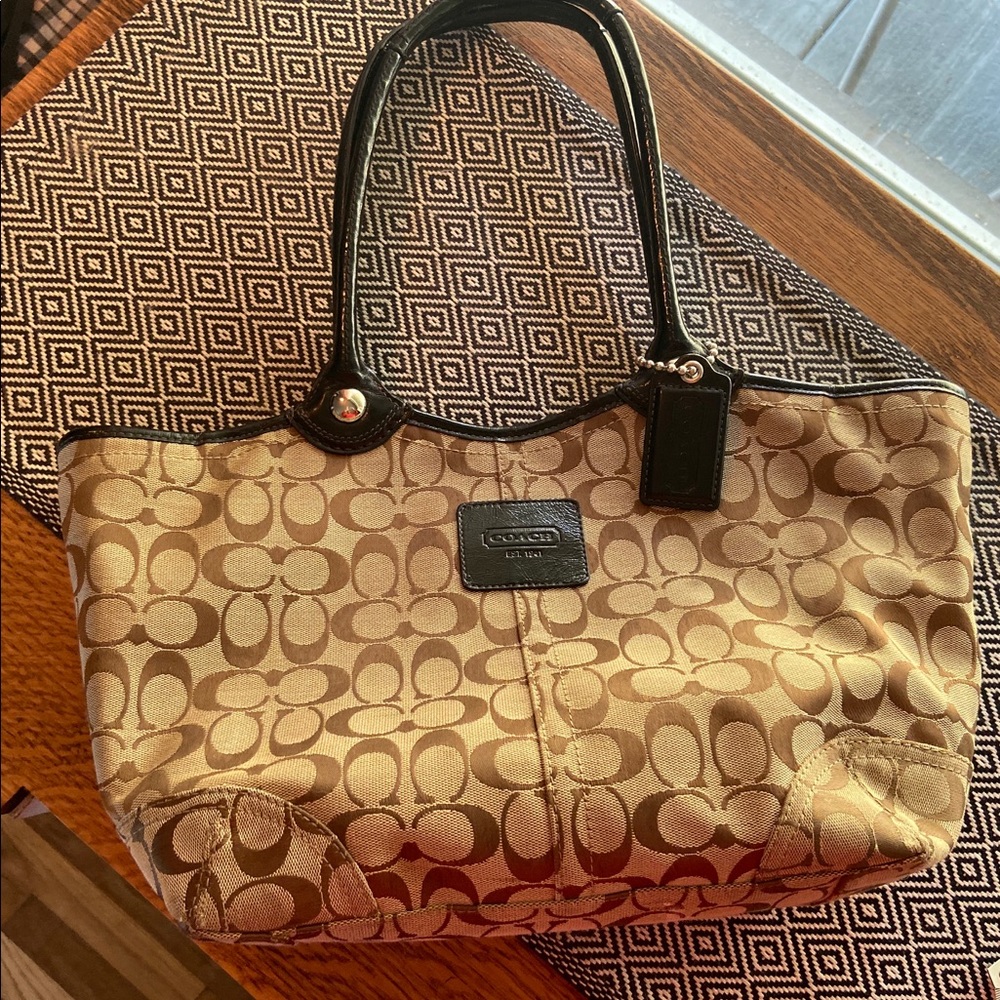 Coach Tote Brown/Beige with Black accents